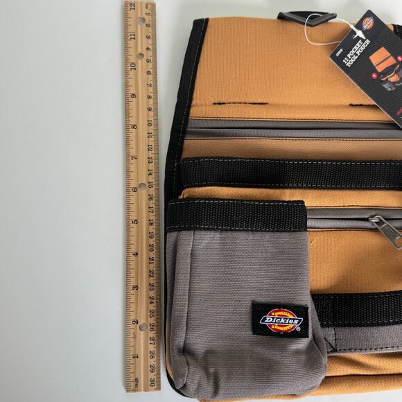 Tool Belt Pouch 11 Pocket Webbing Reinforced Gray Tan Dickies 57019 - Picture 4 of 4